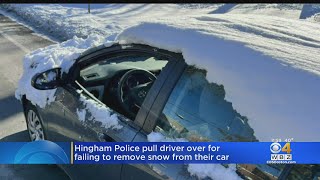 Hingham Police Pull Over Driver In SnowCovered Car [upl. by Bussey8]