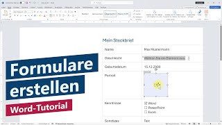 Word Formular erstellen – Ausfüllbare Formularfelder mit Steuerelementen Microsoft 365 [upl. by Lucina]