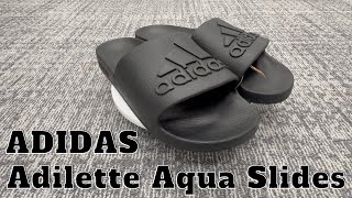 ADIDAS Adilette Aqua Slides Black Unboxing [upl. by Keely]