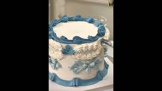 Cerulean Lazurite Azure sky and white Colour Theme Ruffles Cake Design Decoration [upl. by Lenzi945]