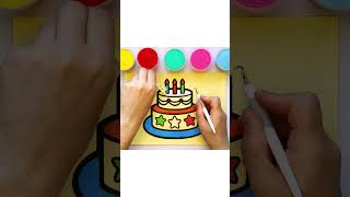 Sand Painting Drawing and Coloring Birthday Cake [upl. by Hueston423]