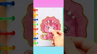 Cute Dino Sticker Book Decorating shorts shortvideo dino sticker paperdiy diy craft [upl. by Annoif]