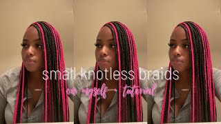 Doing Small Knotless Braids On Myself  Short Tutorial  Aliyiaaa [upl. by Lyndsey]