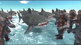 Megalodon Shark Bites 1000 King Kong Army Dinosaurs Wolves Attack Animal Revolt Battle Simulator [upl. by Kendra108]