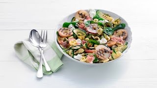 Pastasalade met ham courgette en perzik – Allerhande [upl. by Iatnohs]