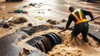 Draining Water from Heavily Flooded Streets Draining Roads After Heavy Rains [upl. by Adnalahs34]