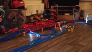 Night time running of Trackmaster Salty Trackmaster James and Plarail DD51 lit with LEDs [upl. by Lacagnia]