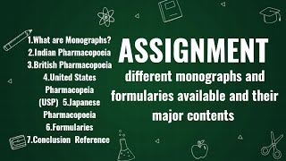 different monographs and formularies available and their major contents assignment Chemistrydpharma [upl. by Florentia808]