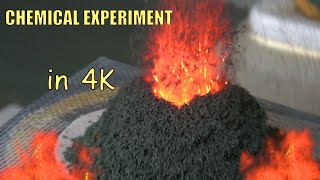 Chemical experiment Ammonium Dichromate volcano 4K [upl. by Thalia]