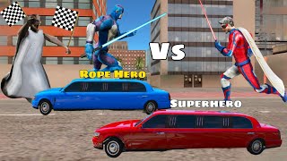 Rope Hero Vs Superhero Limousine Car Race in Rope Hero Vice Town Gta V [upl. by Nealon669]