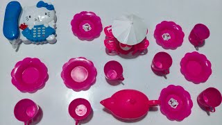 8 minutes satisfying with unboxing Hello pink colour Cupplate kitchen Set Amazing Asmr minimum video [upl. by Kristos]