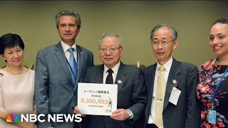 Survivors of Hiroshima and Nagasaki bombings awarded Nobel Peace Prize [upl. by Haidej407]