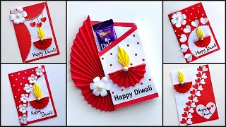 DIY top 5 Diwali greeting cards 2023  Easy and beautiful diwali card making [upl. by Gerge]