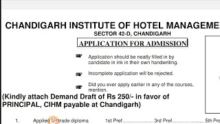 Chandigarh Institute of Hotel Management admissions 202425 [upl. by Inad875]