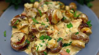 Einfach und lecker Gebratene Champignons in cremiger Käsesauce [upl. by Esom949]