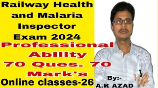 Railway Health and malaria Inspector online exam 2024online classes Class26 [upl. by Lari80]