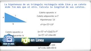 La hipotenusa de un triangulo rectangulo mide 13 cm y un cateto mide 7cm más que el otro [upl. by Danette903]