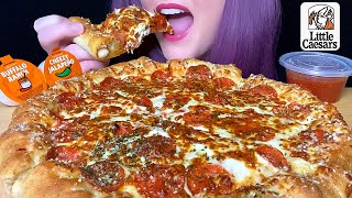 ASMR LITTLE CAESARS PIZZA MUKBANG NO TALKING PEPPERONI amp CHEESE STUFFED CRUST [upl. by Hplodur]