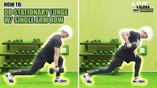 How To Do A DUMBBELL STATIONARY LUNGE WITH SINGLE ARM ROW  Exercise Demonstration Video and Guide [upl. by Ecnadnac]