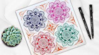 How to Draw Beautiful Small Mandala In 5 colors for Beginner Easy Beautiful Mandala drawing [upl. by Kylen898]