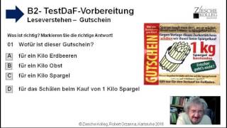 B2 TestDAF Leseverstehen Aufg 01 Gutschein für Spargelkauf [upl. by Ballou]