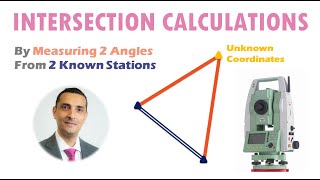 Surveying  Intersection Observations amp Calculations  Stepbystep  Coordinates of Unknown Station [upl. by Grew]