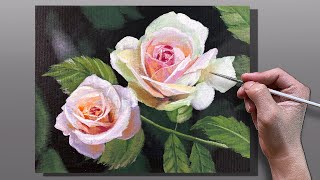 How to Paint White Roses  Acrylic Painting  Correa Art [upl. by Terza602]