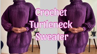 How tocrochet sweater dress tutorial turtleneck crochet pattern for beginners sevenmade [upl. by Frerichs]