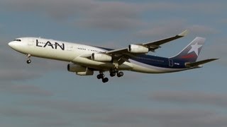 LAN CHILE A340300 CCCQE LANDING AT SYDNEY AIRPORT 16R [upl. by Zahara]