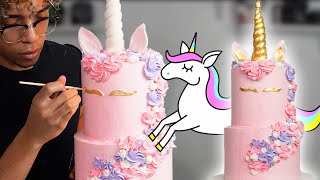 EASY 2tier UNICORN CAKE tutorial [upl. by Oilenroc379]