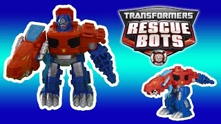 Transformers Rescue Bots Optimus Prime Dinobots transformation primal stop motion dino toys video [upl. by Sadonia632]