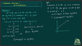 17  Continuous Function  Epsilon Delta Definition  Hindi [upl. by Aerdnac]