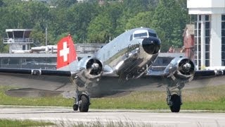 Swissair DC3 quotGrand Old Ladyquot Take Off at Airport BernBelp [upl. by Andrus]