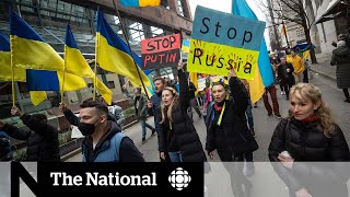 Canadians hold solidarity rallies for Ukraine [upl. by Yarrum]