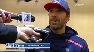 Henrik Lundqvist Reacts After Stellar 39Save Effort Against Sabres  New York Rangers Postgame [upl. by Ammej]