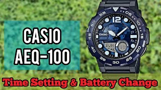 Casio AEQ100 Watch Time Setting and Battery Replacement Tutorial  SolimBD  Watch Repair Channel [upl. by Kenaz]