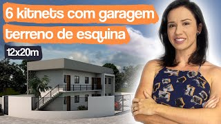 6 KITNETS COM GARAGEM EM TERRENO DE ESQUINA  PROJETO DE 6 APARTAMENTOS DE QUARTO E SALA [upl. by Taub723]