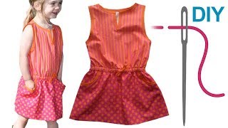 Kleid nähen für Anfänger – DIY Kinderkleid mit Taschen „Mara“ [upl. by Schramke]