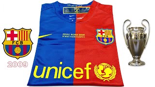 Barcelona jersey RETRO kit 20082009 Champions League Unboxing amp Review  ASMR [upl. by Oetsira383]