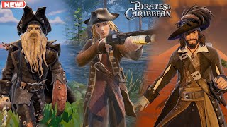 Fortnite PIRATES OF THE CARIBBEAN Skins GAMEPLAY Davy Jones Elizabeth Swann amp Captain Barbossa [upl. by Eenrahc]