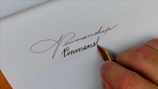 How to write “Penmanship” in three different handwriting styles Spencerian Cursive and Copperplate [upl. by Jourdan]