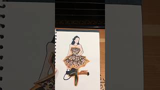 cheetah print dress design drawing ideas shortsvideo trend like subscribe my channel arts [upl. by Akenaj318]