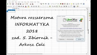 Matura 2018  informatyka rozszerzona zadanie 5 quotZbiornikquot  calc  excel  libreoffice [upl. by Southard]