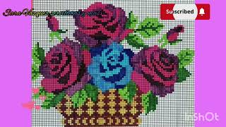 3 canastas de flores 💐 punto 🧶 de cruz 🌺 Sara Vazquez servilletas y mas [upl. by Noble]