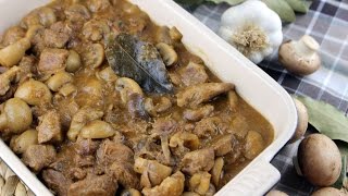 Carne guisada con champiñones  receta de mi abuela [upl. by Anidan31]