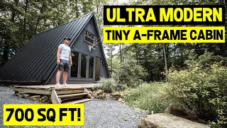 ULTRAMODERN 700 sq ft OffGrid TINY AFRAME CABIN Full Airbnb Tour [upl. by Anyt991]