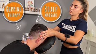 Amazing ASMR Scalp Massage for Relax No talking  Cupping Therapy to Scalp [upl. by Adnalohs]