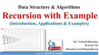 DSA 15 Recursion with Example  Recursive Functions  Applications [upl. by Naujud921]