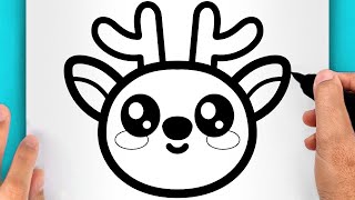 DISEGNI FACILI DI NATALE COME DISEGNARE UN CERVO DI NATALE KAWAII VIDEO DI DISEGNI NATALIZI [upl. by Haek]