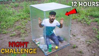 कांच के बक्से के अंदर बिताई पूरी रात🥵  Extreme 12 Hours Night In Glass Box Challenge [upl. by Nirrat]